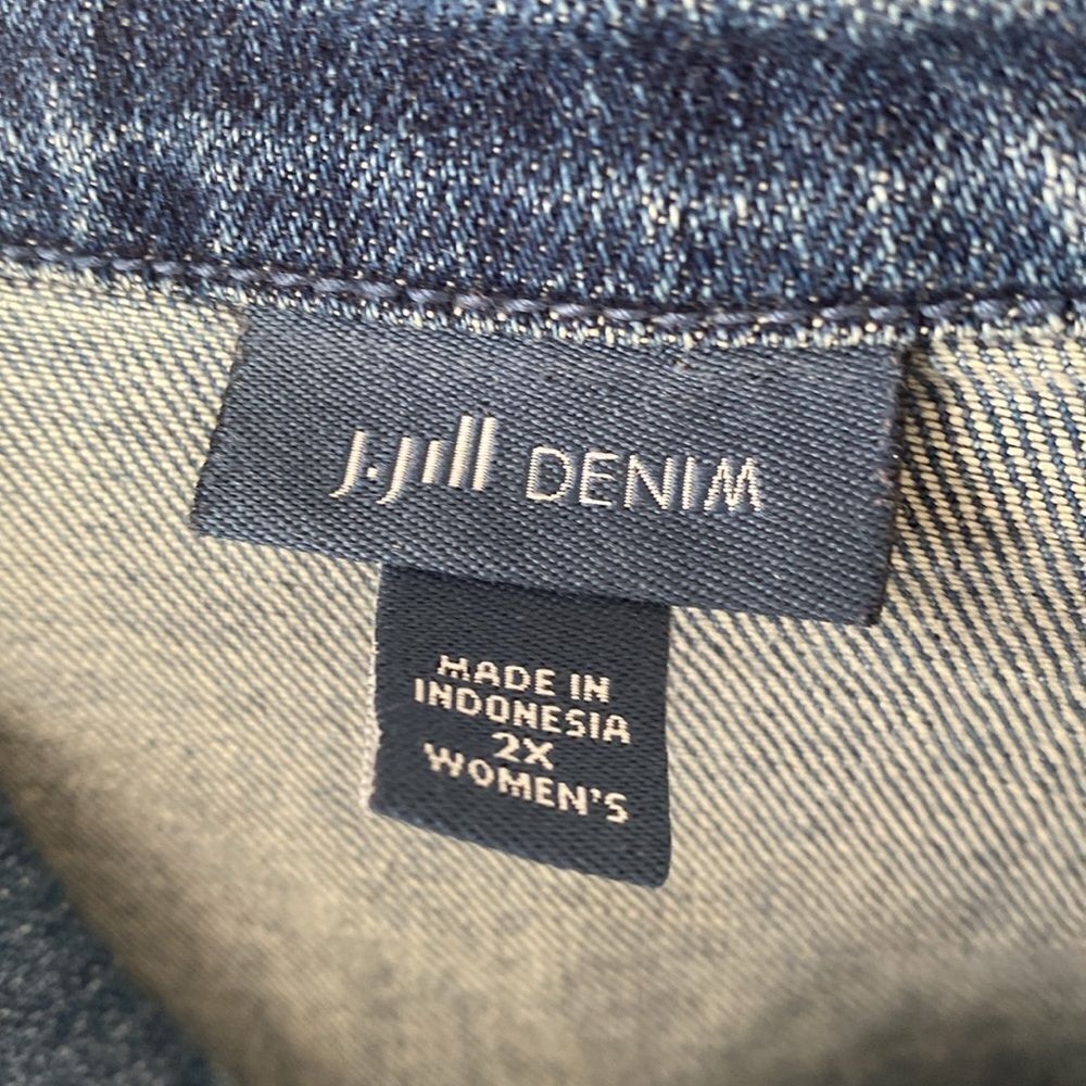 J. Jill Blue Cotton Denim Jacket 2X Preppy Boho Western Versatile Coastal - Picture 7 of 16